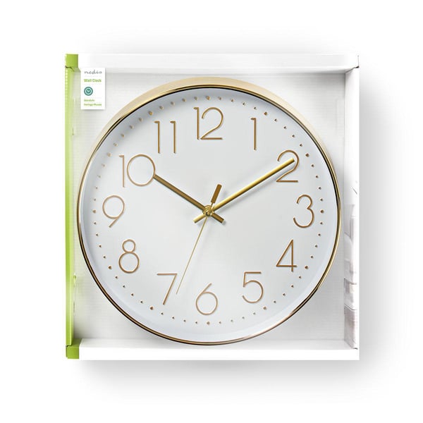 Miniatyrbild 3 av 4: Nedis CLWA015PC30GD vägg- och bordsklocka Rund Guld, Vit