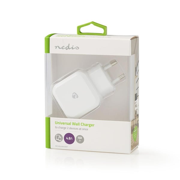 Nedis USB-virtalähde 2X ulostulo 4,8A / NEDIS WCHAU484AWT WS WCHAU484AWT