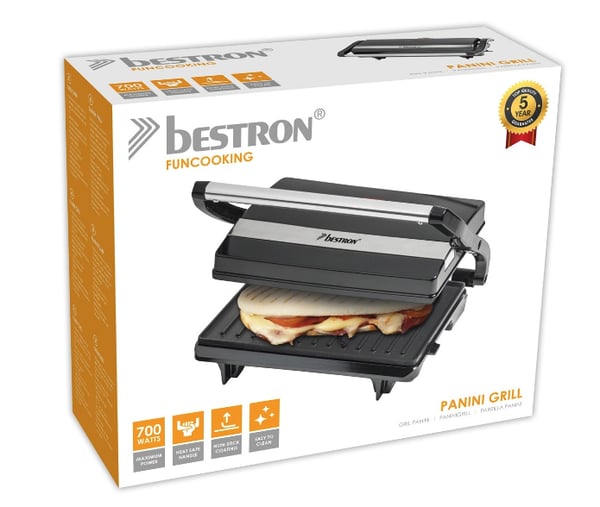 Miniatyrbillede 3 af 5: Bestron APM123Z sandwichtoaster 700 W Sort, Rustfrit stål