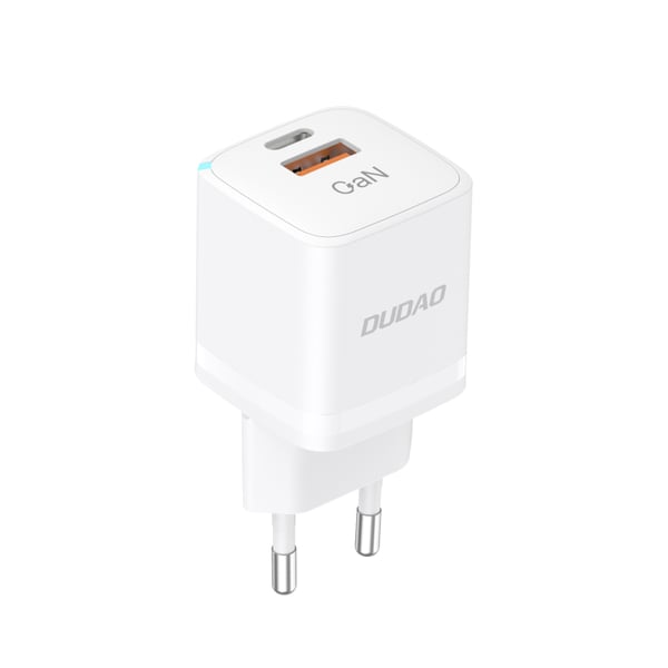 Miniatyrbillede 1 af 5: DUDAO A13Pro GAN Adapter 33W 1x USB-C 1x USB-A Universel Hvid Vekselstrøm Hurtig opladning Indendørs