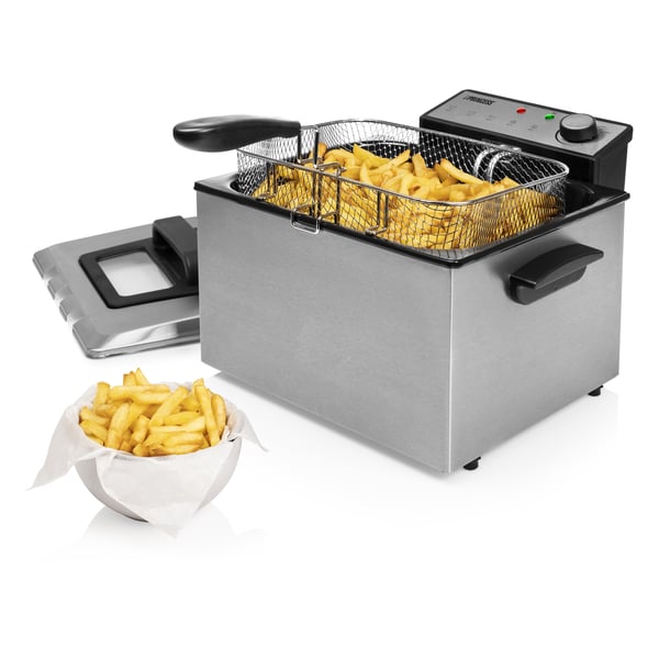 Princess 185000 Dobbelt 5 L Enkeltstående 3270 W Frituregryde Sort, Rustfrit stål
