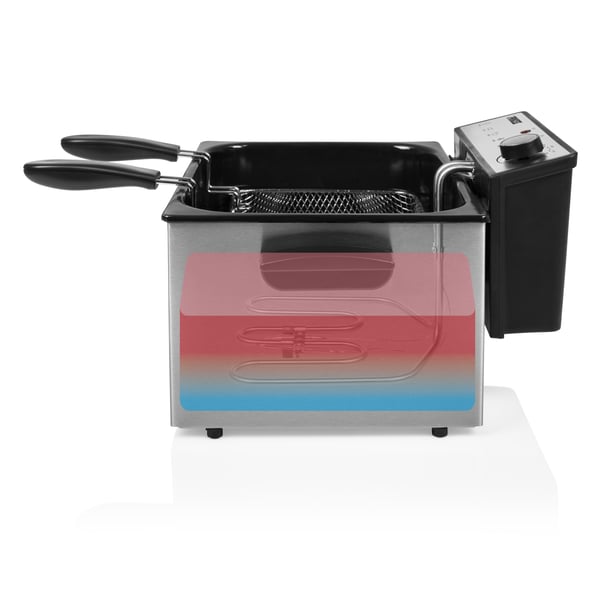 Miniatyrbillede 15 af 22: Princess 185000 Dobbelt 5 L Enkeltstående 3270 W Frituregryde Sort, Rustfrit stål