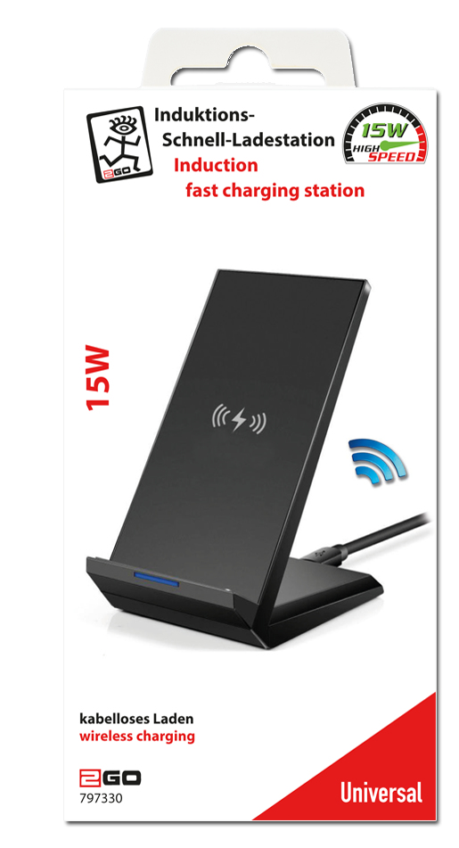 2GO 797330 mobilladdare Smartphone Svart USB Trådlös laddning Snabb laddning inomhus