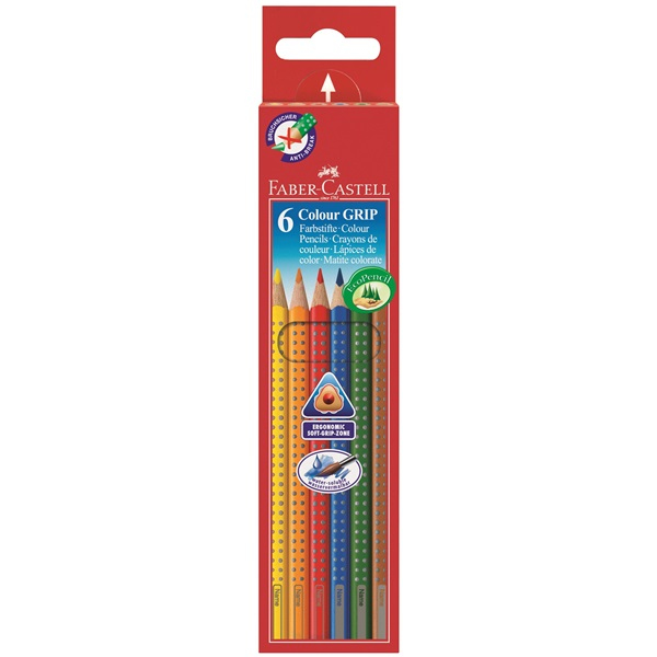 Faber-Castell GRIP Blå, Brun, Grön, Orange, Röd, Gul 6 styck Faber-Castell GRIP Blå, Brun, Grön, Orange, Röd, Gul 6 styck