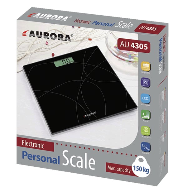 Aurora AU4305 badevægt Firkant Sort Elektronisk personlig vægt