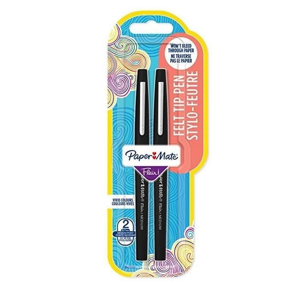 Papermate Flair Original filtpen Mellem Sort 2 stk