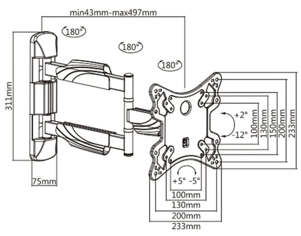Munari SP 322 tv-beslag 127 cm (50") Sort