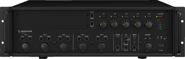 Monacor PA-1240 ljudförstärkare 5.0 kanaler Svart