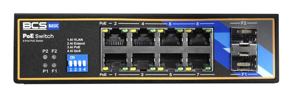 Miniatyrbillede 1 af 5: BCS BCS-B-ISP08G-2SFP netværksswitch L2 Gigabit Ethernet (10/100/1000) Strøm over Ethernet (PoE) DIN-skinne