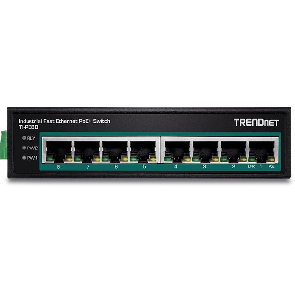Trendnet TI-PE80 netværksswitch Ikke administreret Fast Ethernet (10/100) Strøm over Ethernet (PoE) Sort