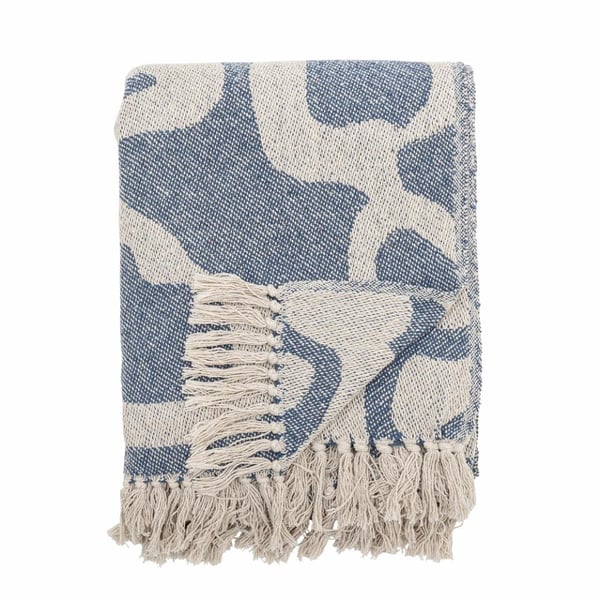 Bloomingville 82066533 sengetæppe 130 x 160 cm Bomuld, Polyester, Viskose, Uld Blå