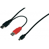 Tecline 2x USB A - Mini USB B USB-kabel USB 2.0 0,8 m Mini-USB B 2 x USB A Sort, Rød
