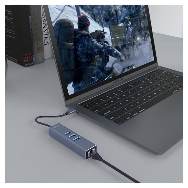 Miniatyrbillede 2 af 9: Savio AK-57 USB-C - 3 x USB-A HUB with RJ-45 Gigabit Ethernet adapter 5000 Mbit/s grey 2 x USB 3.2 Gen 2 (3.1 Gen 2) Type-C 1000 Mbit/s Grå
