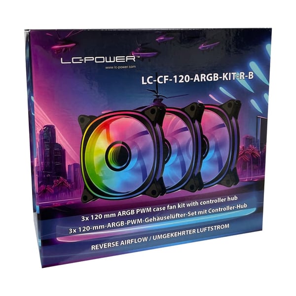 Miniatyrbillede 5 af 10: LC-Power LC-CF-120-ARGB-KIT-R-B Computerkølesystem Computerkabinet Ventilator 12 cm Sort 1 stk