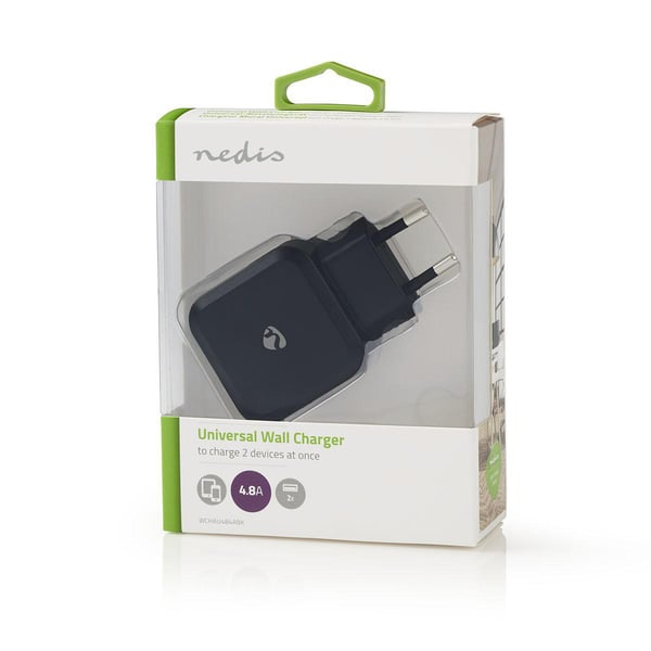 Miniatyrbillede 3 af 3: Nedis WCHAU484ABK oplader til mobil enhed Universel Sort USB Indendørs
