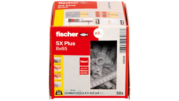 Miniatyrbillede 3 af 8: Fischer 568108 skrueanker og vægudtag 50 stk Udvidelsesanker 65 mm