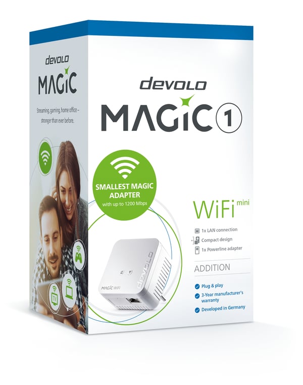 Miniatyrbild 3 av 5: Devolo Magic 1 WiFi mini 1200 Mbit/s Nätverksansluten (Ethernet) Wi-Fi Vit 1 styck