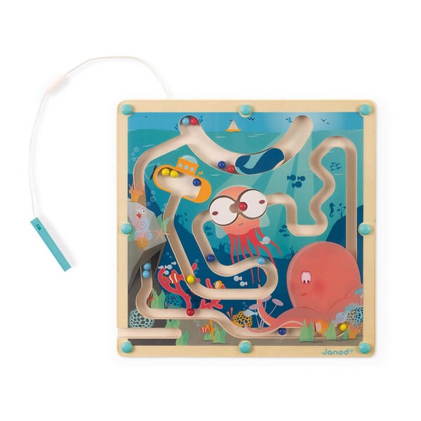 Miniatyrbild 1 av 9: JANOD Wooden Magnetic Ocean Maze motorspel