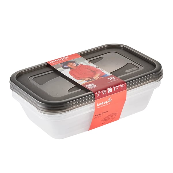 keeeper Fredo Rektangulär Container 2,4 l Svart, Transparent 3 styck keeeper Fredo Rektangulär Container 2,4 l Svart, Transparent 3 styck