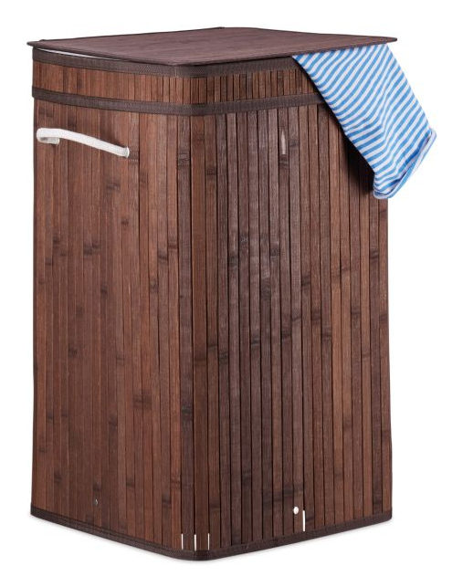 Relaxdays 4052025943721 vasketøjskurv 70 L Rektangulær Bamboo, Bomuld, Polyester Brun