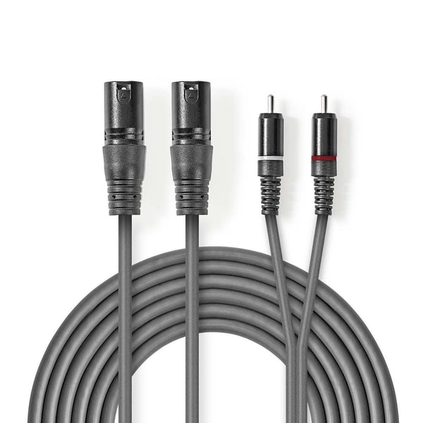 Miniatyrbild 1 av 3: Nedis COTH15210GY30 ljudkabel 3 m 2 x XLR (3-pin) 2 x RCA Grå