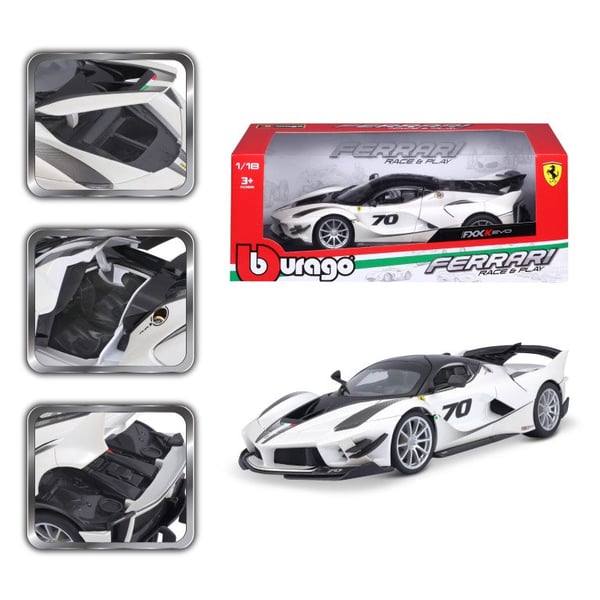 Miniatyrbillede 5 af 13: BBURAGO Ferrari FXX-K EVO 1:18 weiss Sportsbil model Formonterede