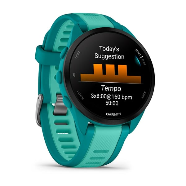 Garmin Forerunner 165 Music 3,05 cm (1.2") AMOLED 43 mm Digitaalinen 390 x 390 pikseliä Kosketusnäyttö Turkoosi GPS (satelliitti)