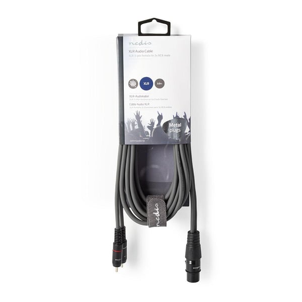 Nedis COTH15220GY30 lydkabel 3 m XLR (3-pin) 2 x RCA Grå