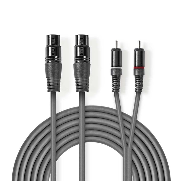 Nedis COTH15230GY15 lydkabel 1,5 m 2 x XLR (3-pin) 2 x RCA Grå