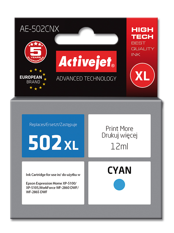 Activejet AE-502CNX bläckpatroner 1 styck Kompatibel Hög (XL) avkastning Cyan