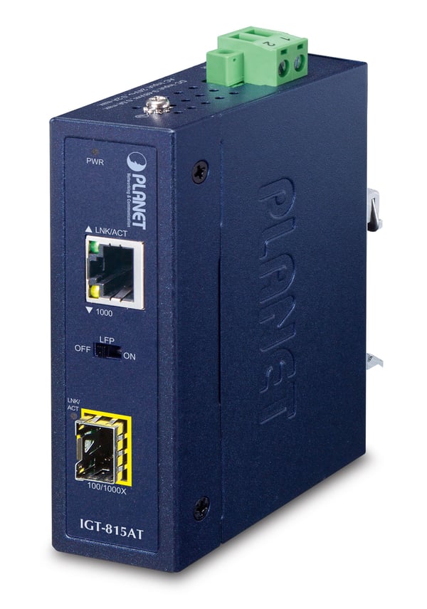 PLANET IGT-815AT mediakonverterare för nätverk 1000 Mbit/s Flerläge, Enkelläge Blå