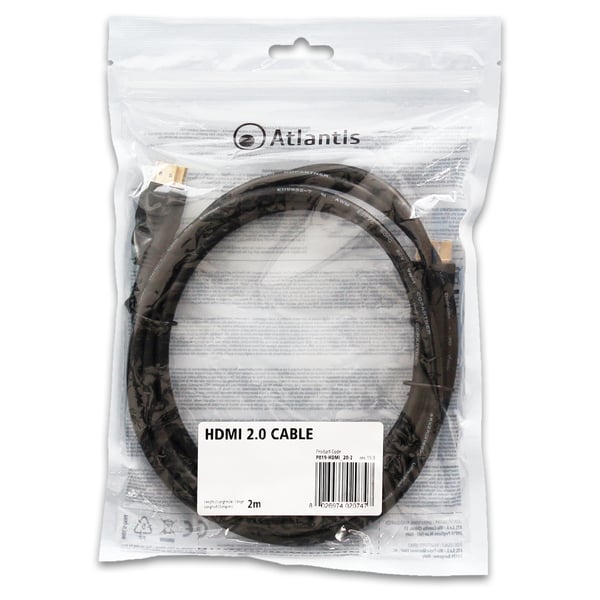 Atlantis Land P019-HDMI_20-2 HDMI-kabel 2 m HDMI Typ A (standard) Svart