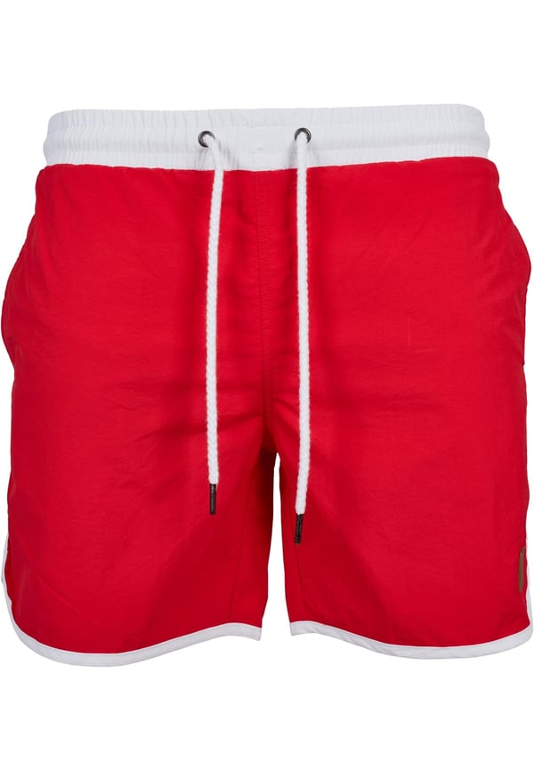 Urban Classics Herren Schwimmshirt Retro Swimshorts, Rot (Firered/White 01314), Large Hanstik Rød, Hvid