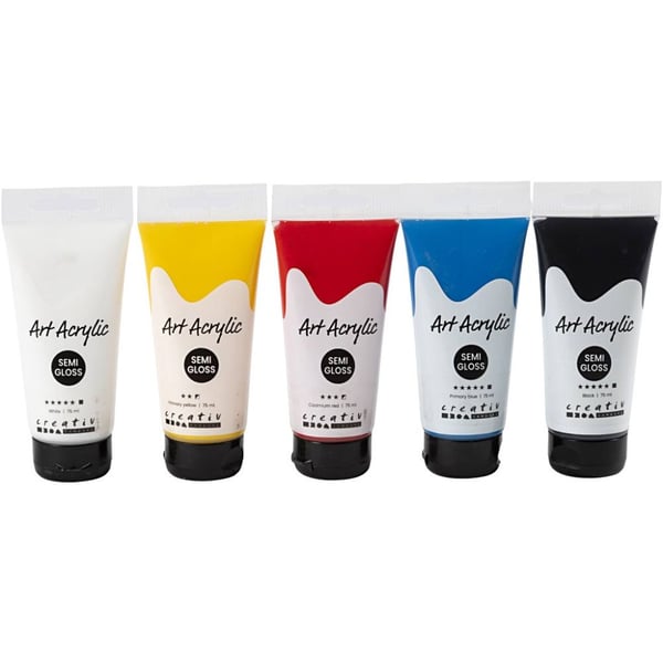 Miniatyrbillede 2 af 5: Creativ Company 35135 akrylmaling 75 ml Sort, Blå, Rød, Hvid, Gul Rør