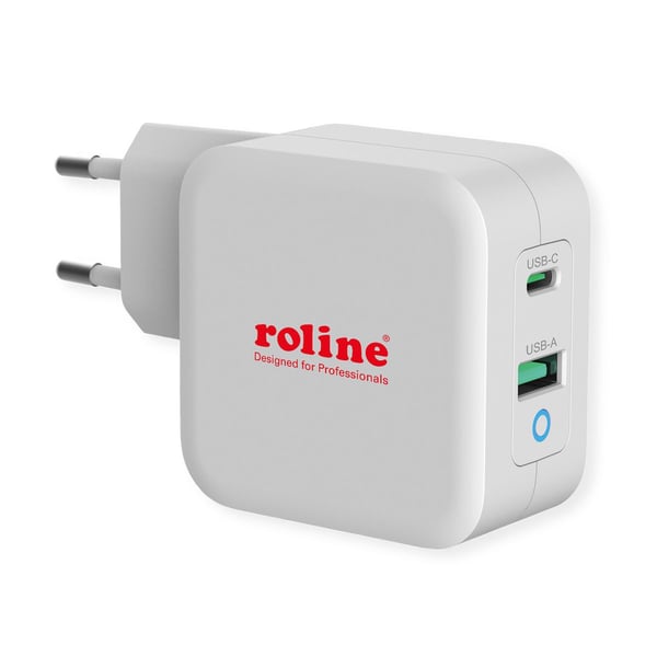 Miniatyrbillede 1 af 4: ROLINE 19.11.1041 oplader til mobil enhed Universel Hvid Vekselstrøm Hurtig opladning Indendørs