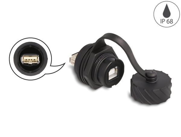 DeLOCK 88010 kabelomvandlare (hane/hona) USB 2.0 Type-B USB 2.0 Type-A Svart