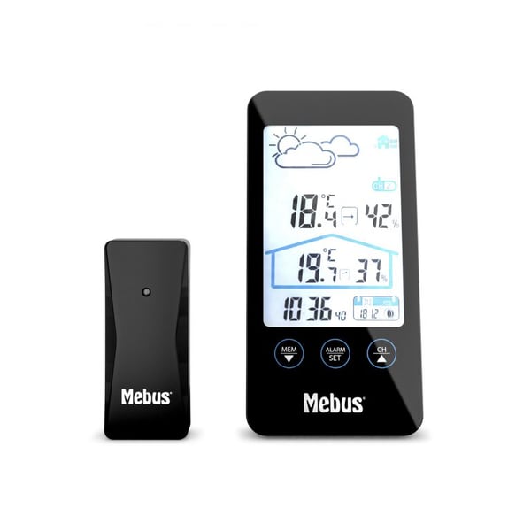 Miniatyrbild 1 av 4: Mebus 11908 digital väderstation Svart Batteri