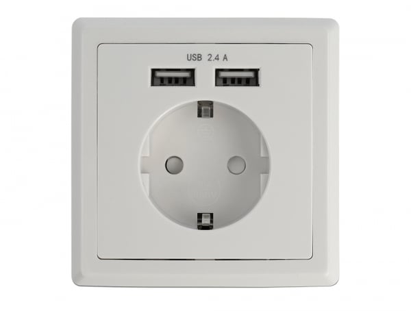 DeLOCK 11471 stikkontakt CEE 7/3 + USB Hvid