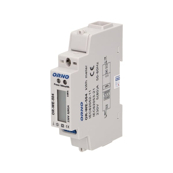 Miniatyrbillede 1 af 3: ORNO OR-WE-504 elmåler Elektronisk Hvid