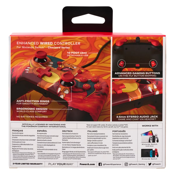 Miniatyrbild 3 av 13: PowerA förbättrad trådbunden handkontroll för Nintendo Switch - Charizard Vortex