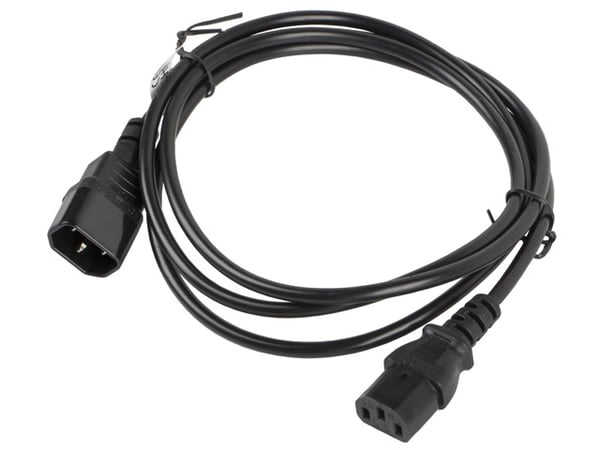 Miniatyrbillede 2 af 4: Lanberg CA-C13E-10CC-0018-BK el-ledning Sort 1,8 m C13 forbinder C14 forbinder