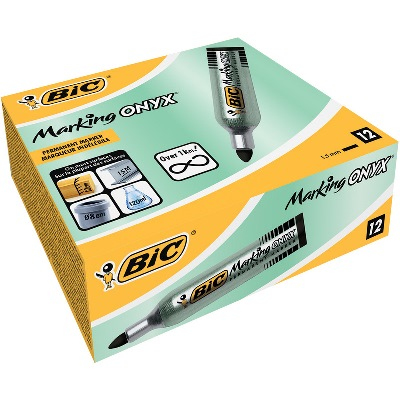 Pikkukuva 2 / 2: BIC Marking ONYX 1482 vedenkestävä tussi Pyöreä pää Musta 12 kpl
