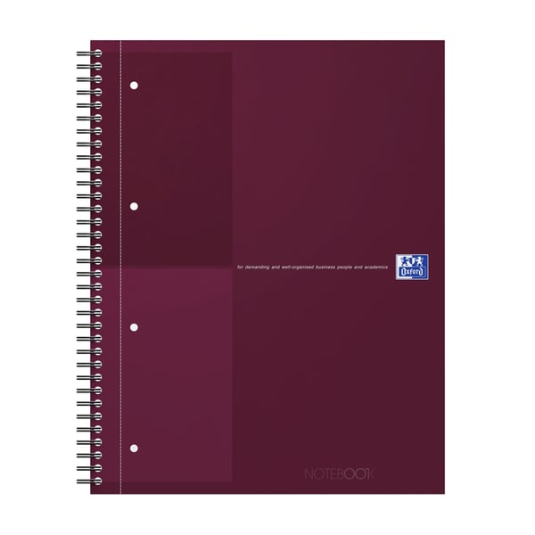 Oxford International blok og notesblok A4+ 80 ark Bourgogne