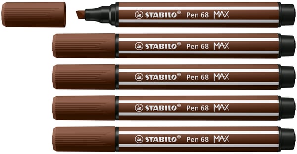 STABILO Pen 68 MAX filtpen Brun 5 stk STABILO Pen 68 MAX filtpen Brun 5 stk