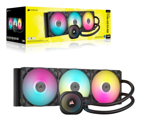 Corsair iCUE LINK TITAN 420 RX RGB Processor Allt-i-ett vätskekylare 14 cm Svart 1 styck