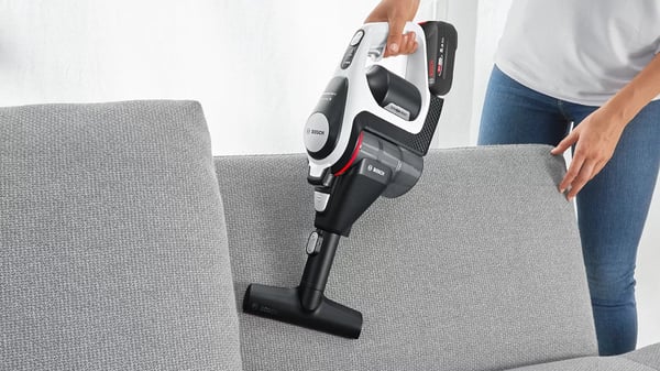 Bosch Serie 8 BSS825ALL upprättstående dammsugare och elektrisk sopborste Skaftdammsugare Batteri Torr Utan påse Svart, Vit 5 Ah