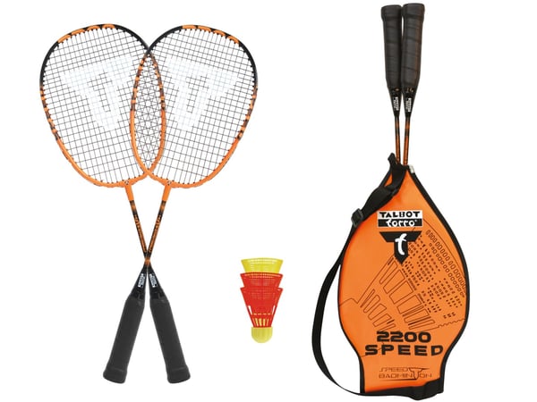 Talbot Torro 490112 badminton ketsjer Aluminium Sort, Orange 2 stk