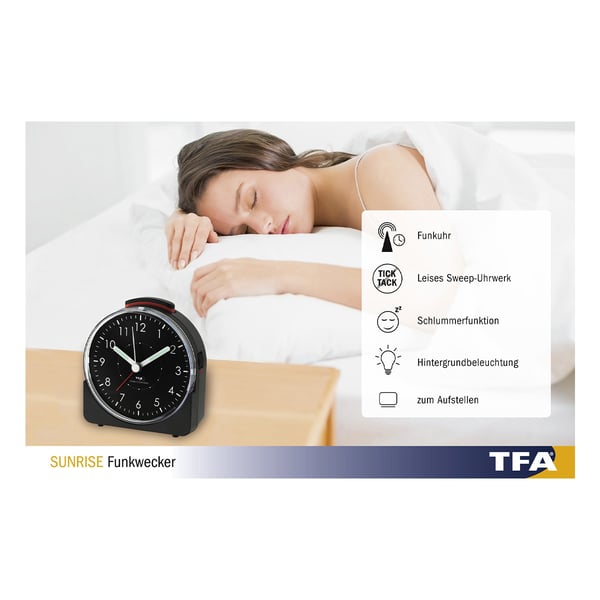 Miniatyrbild 5 av 5: TFA-Dostmann 60.1513.01 väckarklockor Svart