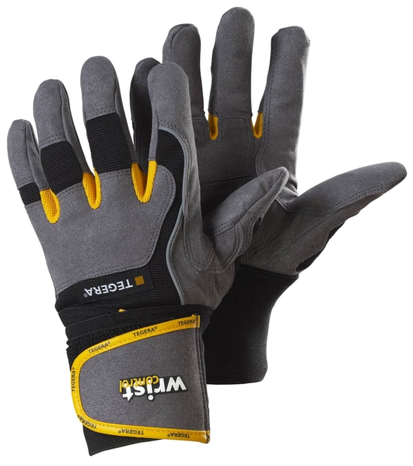 Ejendals TEGERA 9295 Værkstedshandsker Sort, Grå, Gul Polyester, Polyurethan