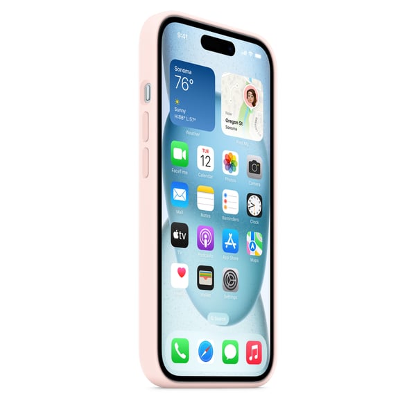 Apple iPhone 15:n MagSafe-silikonikuori - vaaleanpunainen